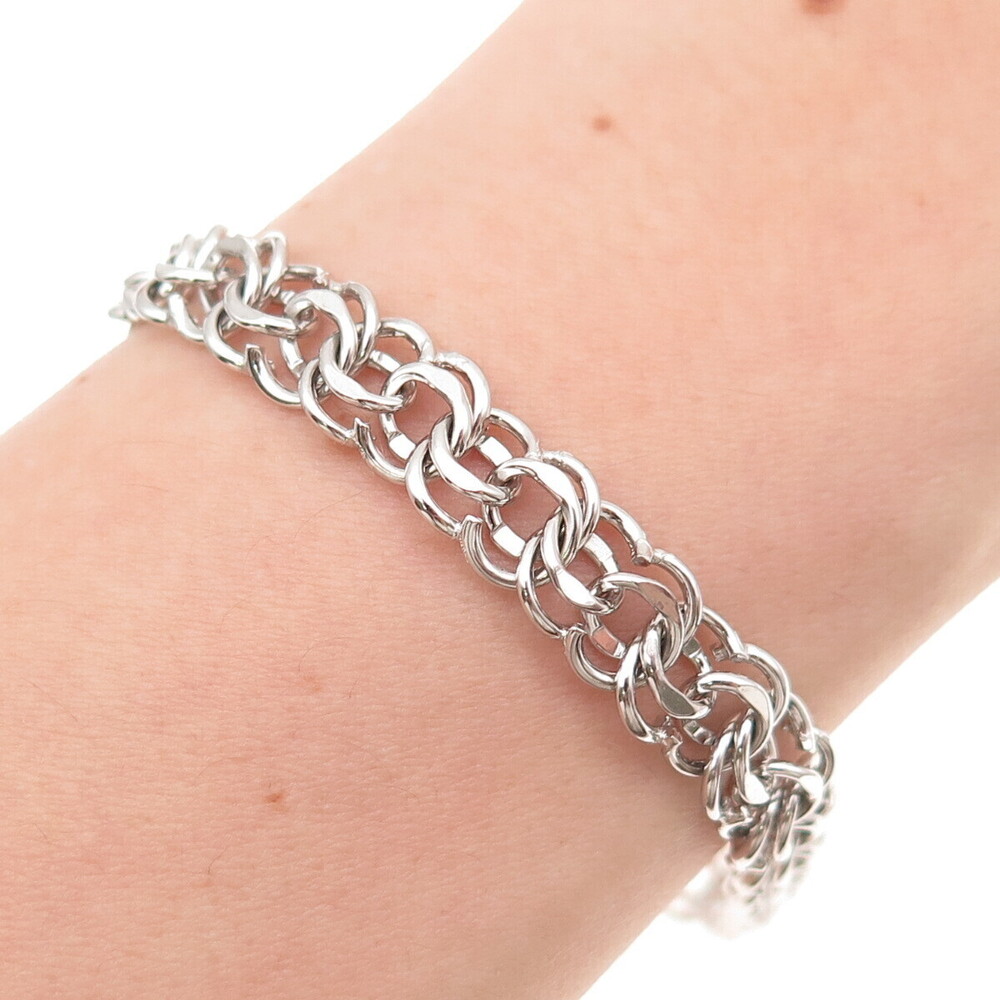 American 925 Sterling Silver Vintage Bismark Link Bracelet 7.25"